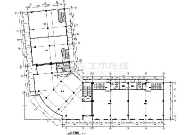 2650平米3层硂框架结构商业综合楼全套建筑设计CAD图纸-图一