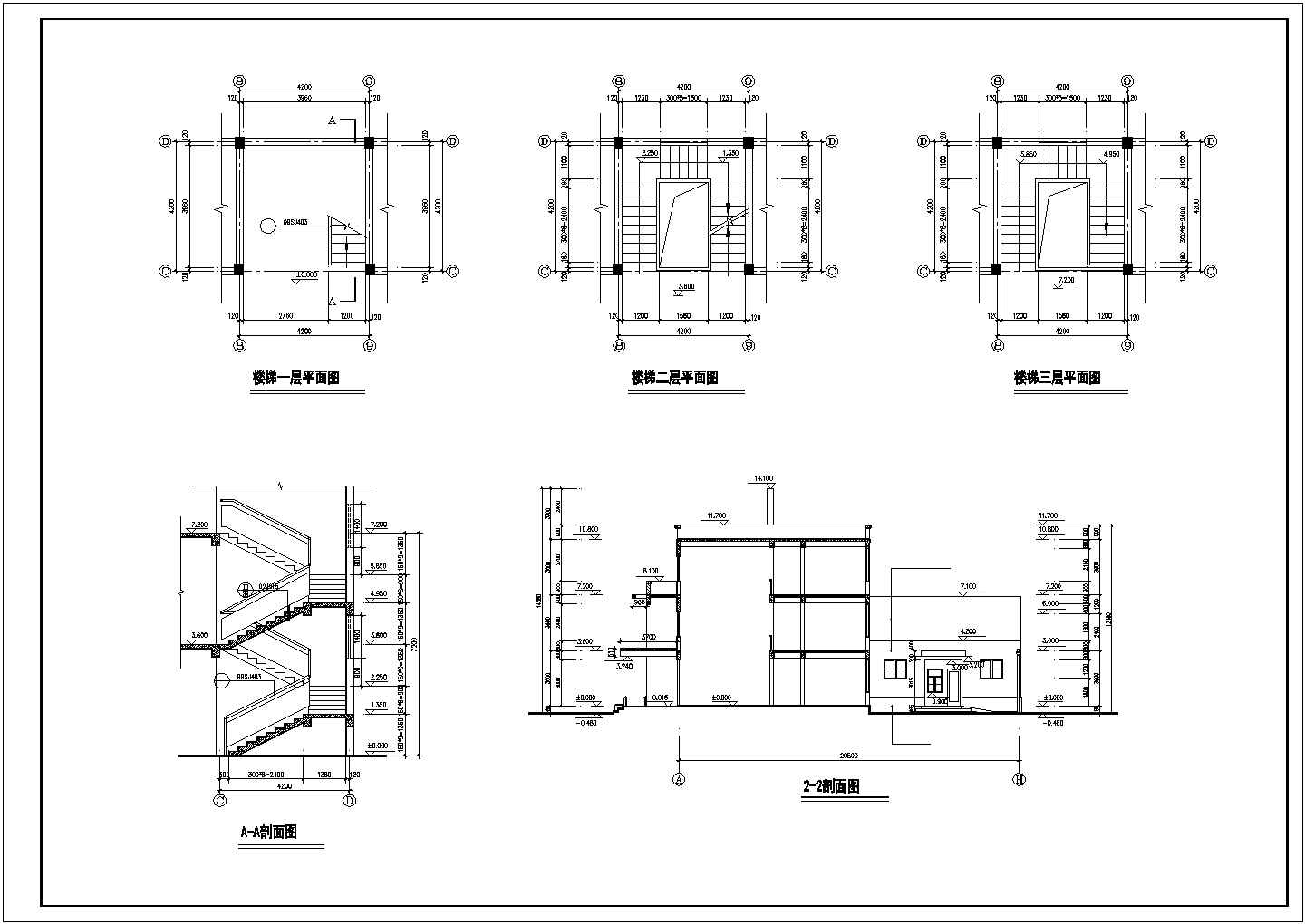 1520平米3层框架结构商务休闲会所全套建筑设计CAD图纸