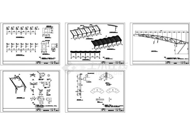 某地空间膜结构体育场看台设计cad全套施工图纸（标注详细）-图二