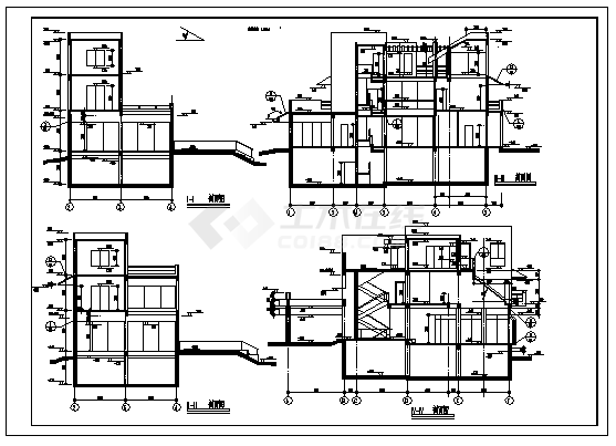 三层带地下室独特造型的别墅建筑设计cad图，共八张-图一