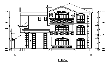 三层农村带露阳台简约风格别墅建筑设计cad图，共九张-图二