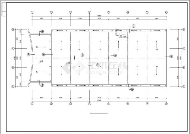 某学校占地765平米2层框架结构学生食堂建筑设计CAD图纸-图一