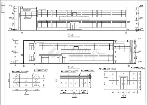 某学校占地765平米2层框架结构学生食堂建筑设计CAD图纸-图二
