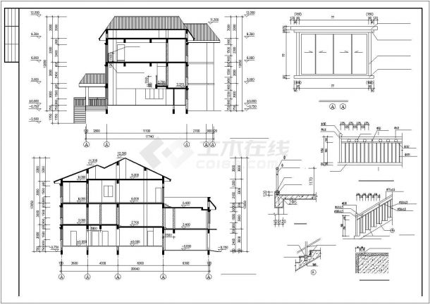 某市郊高级私人别墅建筑方案设计施工CAD图纸-图一