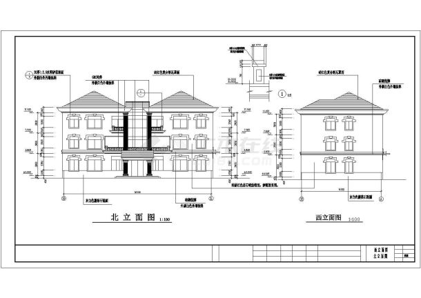 某市郊豪华私人办公别墅建筑方案设计施工CAD图纸-图一