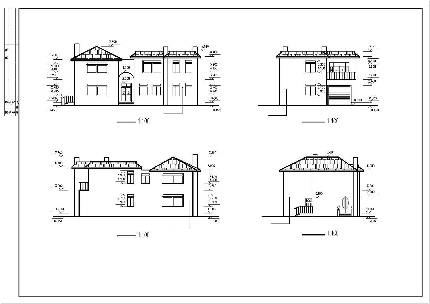某市郊豪华北美风情小别墅建筑方案设计施工CAD图纸