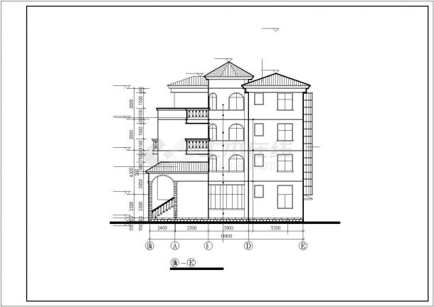 某市郊豪华北美别墅建筑方案设计施工CAD图纸-图二