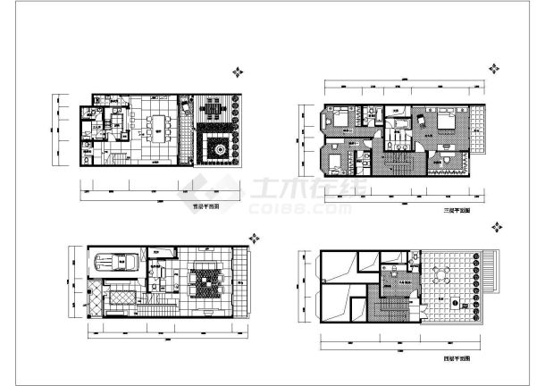 某市郊多层商务别墅建筑方案设计施工CAD图纸-图二