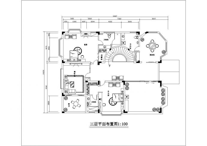 某市郊多层小型高级别墅建筑室内方案设计施工CAD图纸_图1