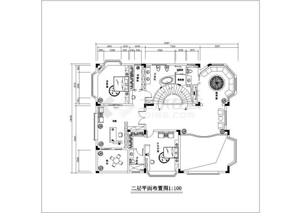 某市郊多层小型高级别墅建筑室内方案设计施工CAD图纸-图二