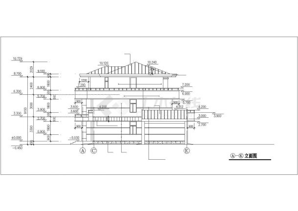 某市郊多层小型高级别墅样板建筑方案设计施工CAD图纸-图一