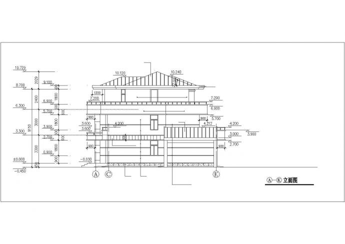 某市郊多层小型高级别墅样板建筑方案设计施工CAD图纸_图1