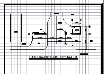 某大学大门设计cad大样图带效果图