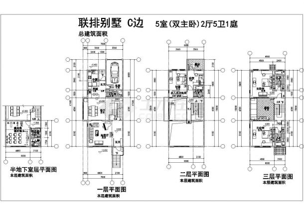 某旅游度假区德式小别墅建筑方案设计施工CAD图纸-图一