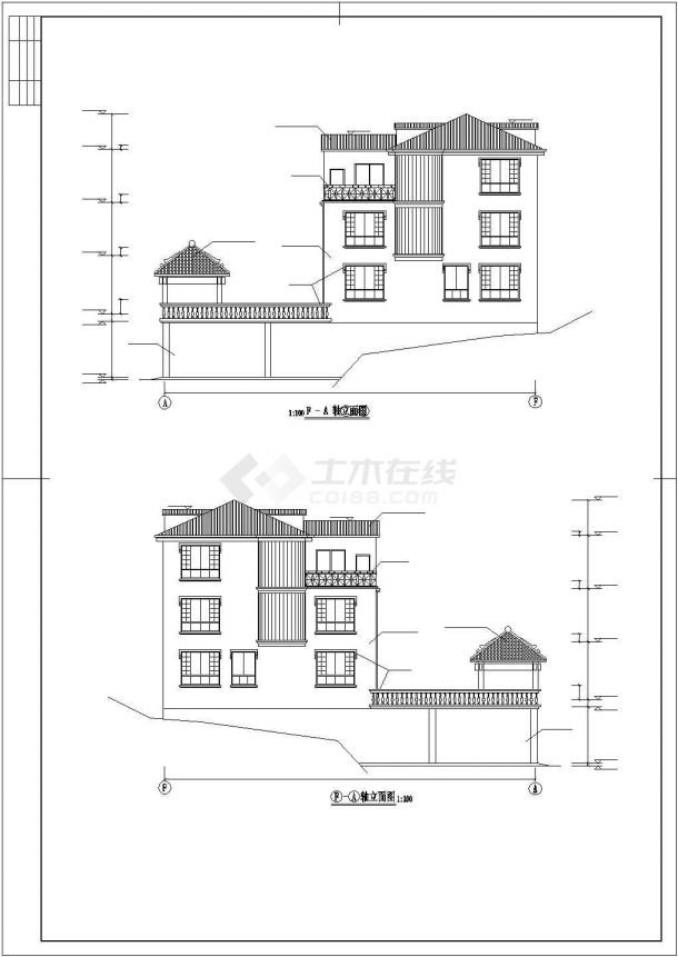 某旅游度假区独栋别墅建筑方案设计施工CAD图纸-图二