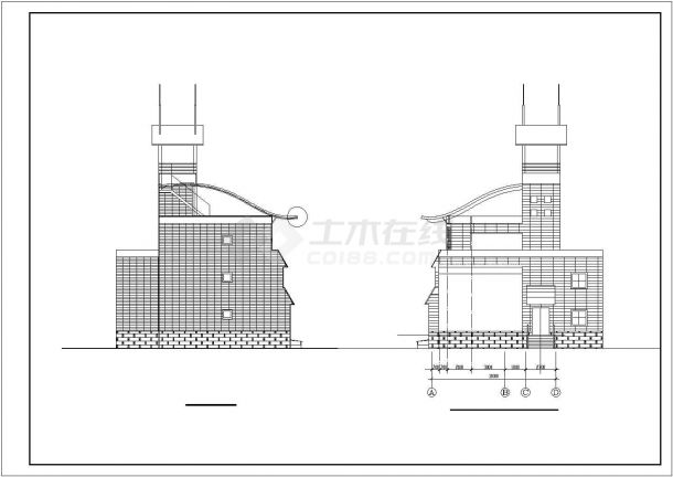 某旅游度假私人别墅建筑方案设计施工CAD图纸-图二