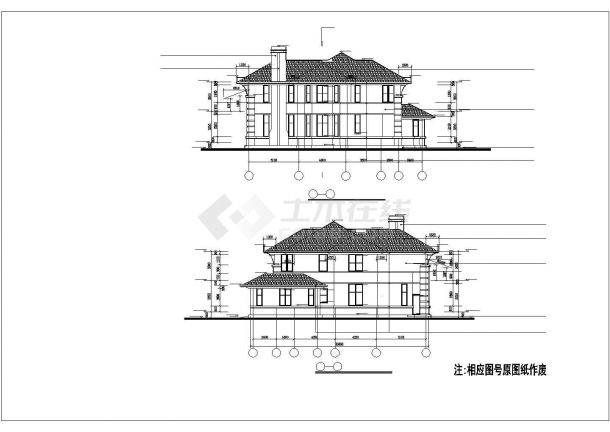 某经典精致的别墅建筑完整方案设计施工CAD图纸-图二