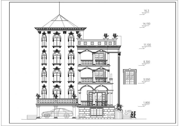 某花园经典别墅住宅建筑全套方案设计施工CAD图纸_图1