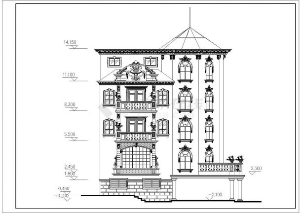 某花园经典别墅住宅建筑全套方案设计施工CAD图纸-图二