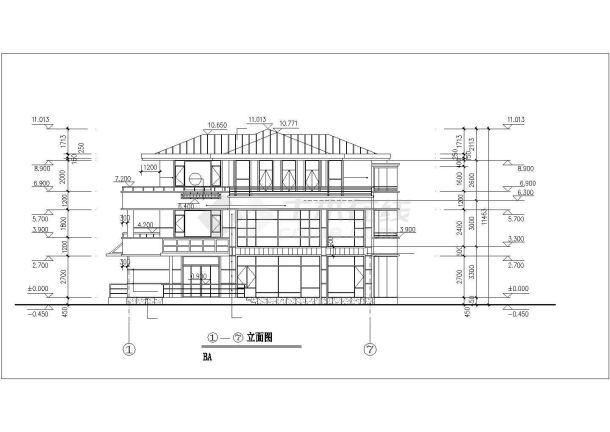 某经典多层别墅样板建筑完整方案设计施工CAD图纸-图一