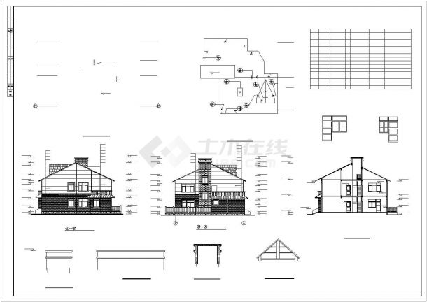 某经典精美荷兰式别墅建筑完整方案设计施工CAD图纸-图二