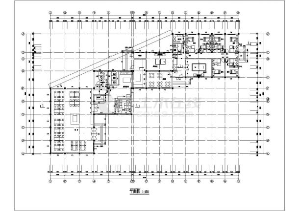 郑州市某高校1400平米单层框架结构学生食堂建筑设计CAD图纸-图一