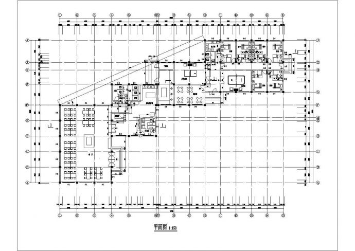 郑州市某高校1400平米单层框架结构学生食堂建筑设计CAD图纸_图1