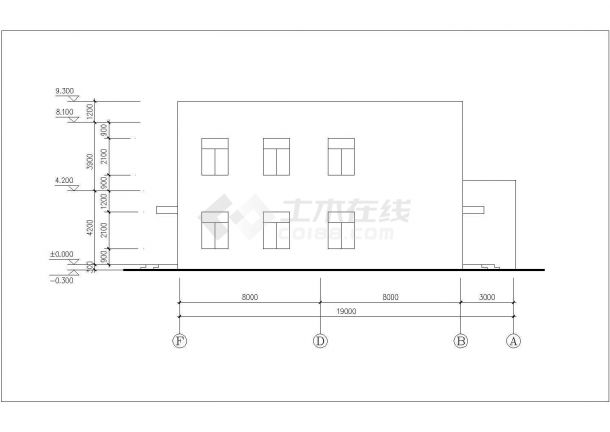 上海某大学2180平米2层框架结构学生食堂平立剖面设计CAD图纸-图一