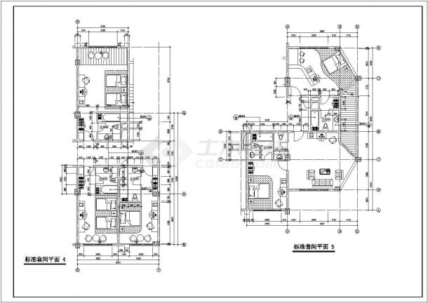 上海某四星级酒店客房标准间装修施工设计CAD图纸（8套方案）-图一