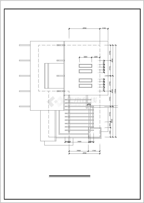 某著名风景区索道闸口的单层休闲茶室建筑设计CAD图纸-图一