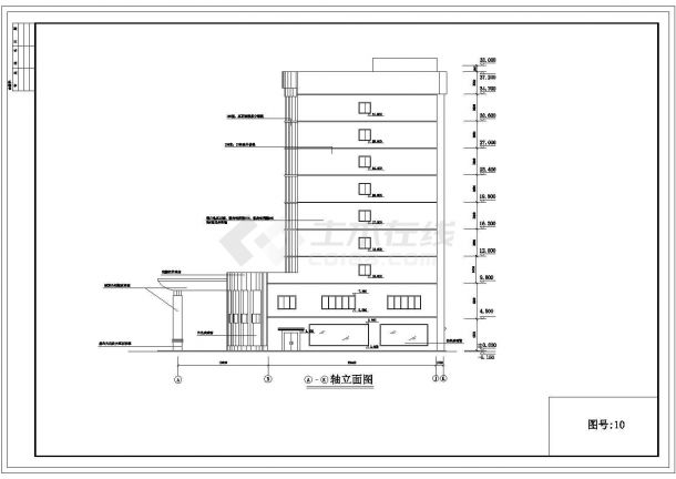 某商业街1万平米9层框架结构星际酒店平立剖面设计CAD图纸-图一