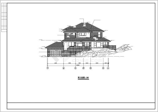 某二层独立别墅建筑完整方案设计施工CAD图纸-图二
