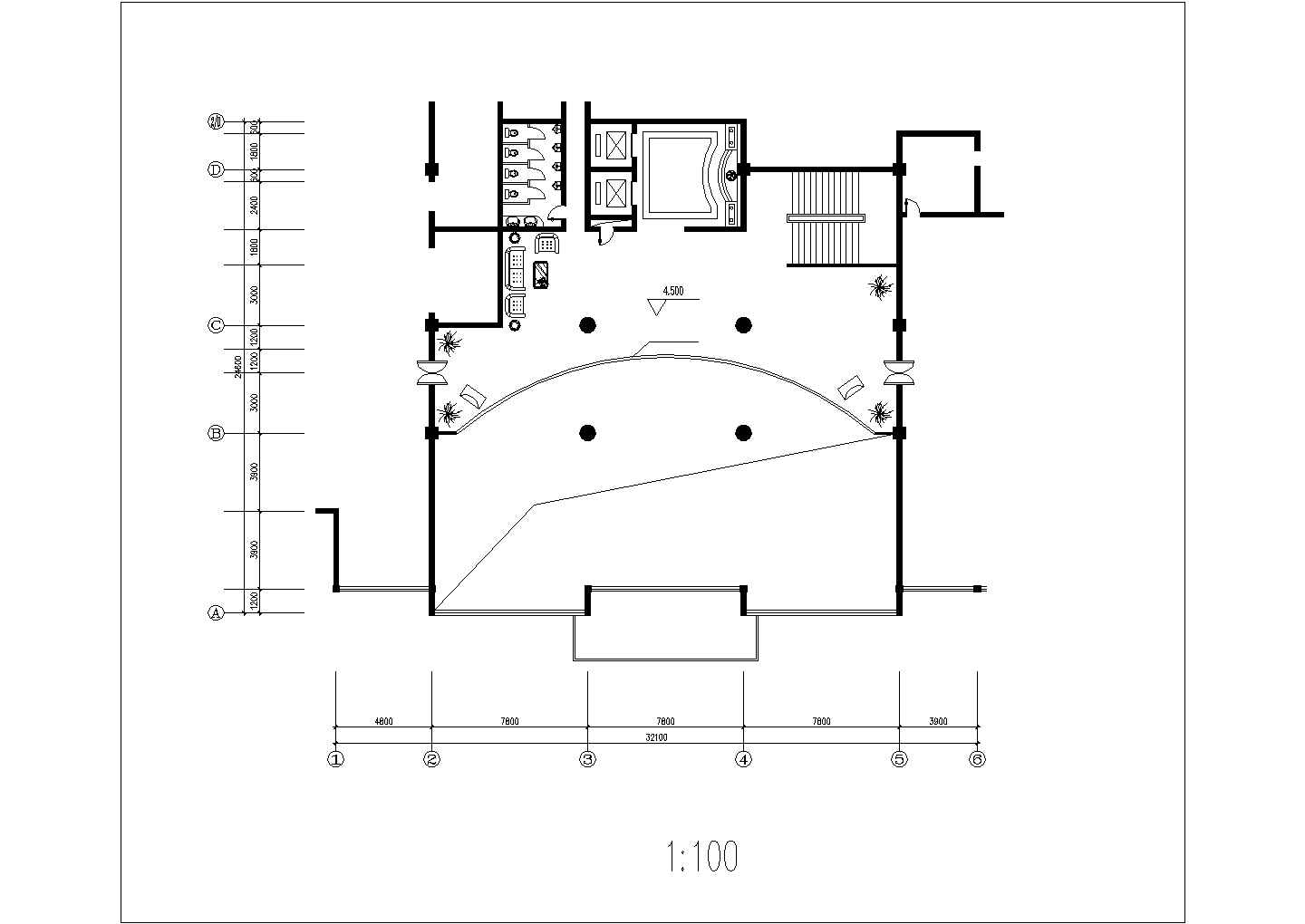 上海某1500平米2层高档西餐厅全套装修施工设计CAD图纸