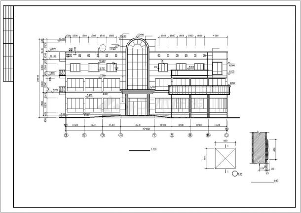 办公楼设计_某三层工具公司办公楼建筑详细方案设计施工CAD图纸-图二