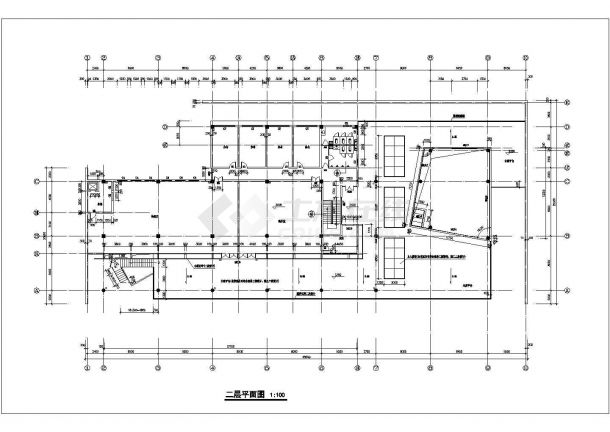 占地900平米2层钢混框架结构百货超市平立剖面设计CAD图纸-图一