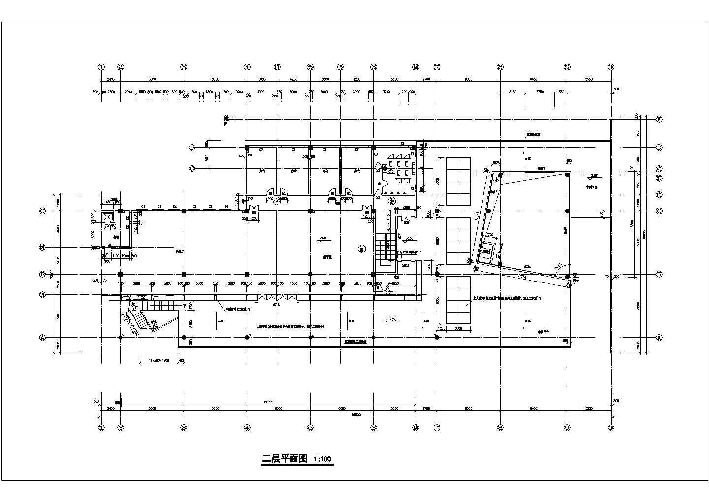 占地900平米2层钢混框架结构百货超市平立剖面设计CAD图纸