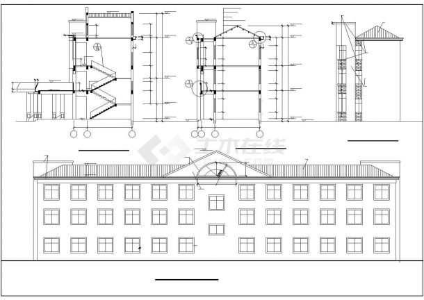 某三层行政办公综合楼建筑详细方案设计施工CAD图纸-图二
