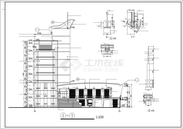 某八层行政办公综合楼建筑详细方案设计施工CAD图纸-图二