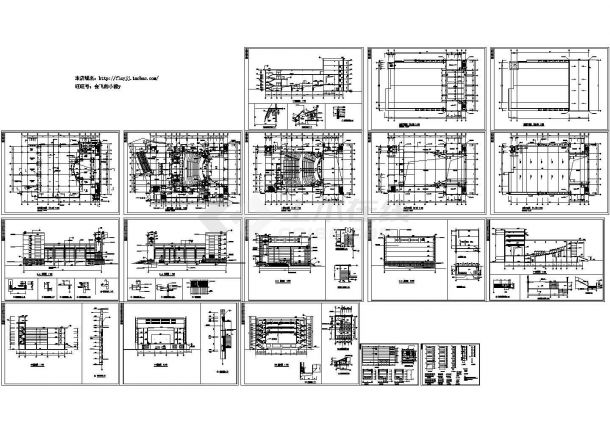 4975平米5层带架空层影剧院设计建筑施工cad图纸，共十八张-图二