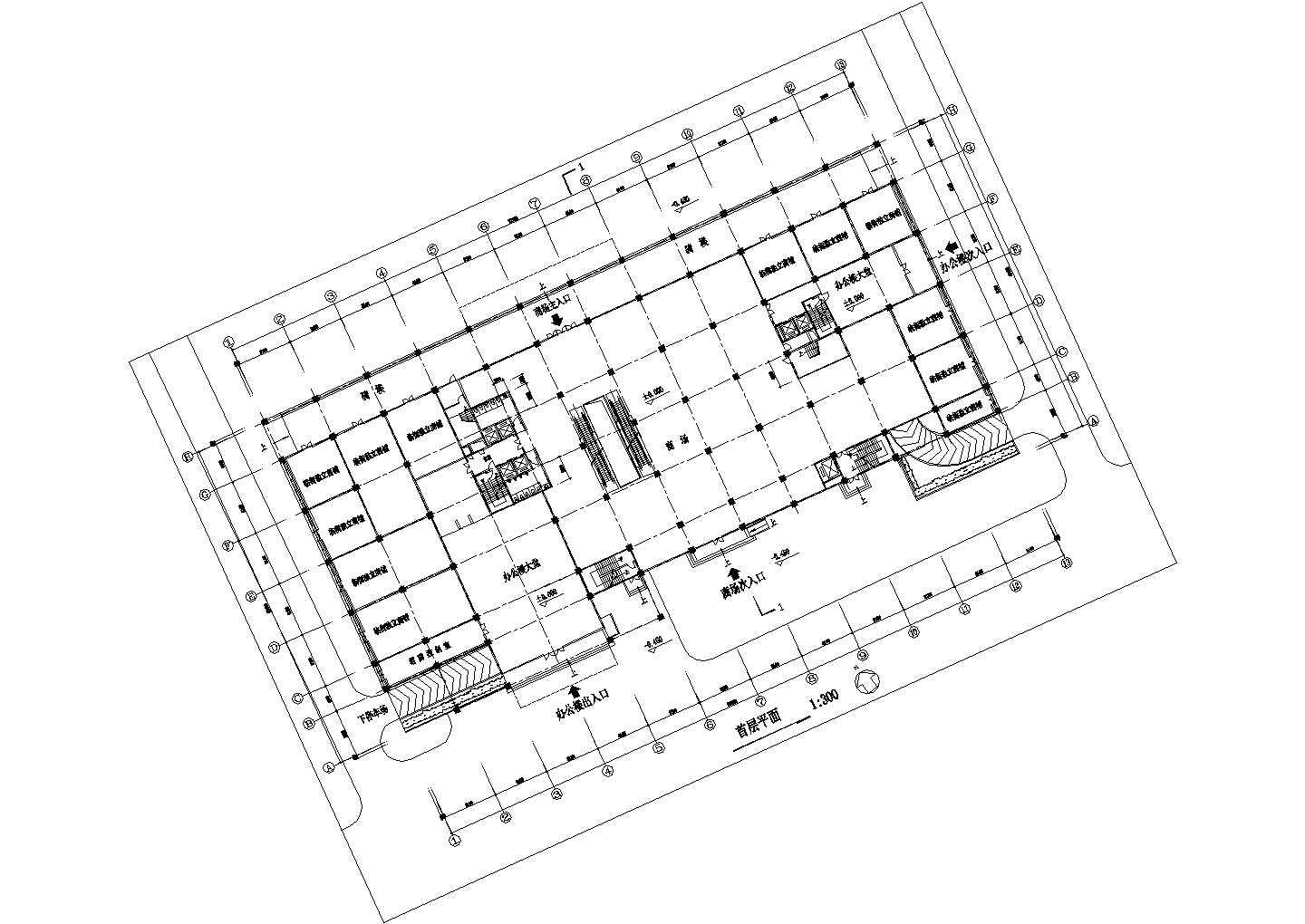某19层商场及高级写字综合楼建筑详细方案设计施工CAD图纸