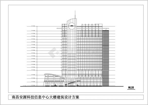 办公楼设计_某19层科技信息中心办公楼建筑详细方案设计施工CAD图纸-图一