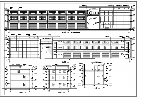 厂房设计_2套多层厂房车间宿舍综合楼建筑设计施工cad图纸-图一