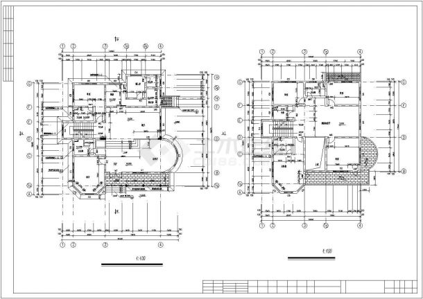 某三层框架结构欧式风格单体别墅设计cad全套建施图（含设计说明）-图二