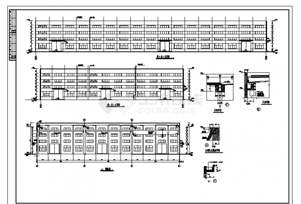厂房设计_2套单层排架结构马鞍形壳板厂房建筑设计施工cad图纸-图一