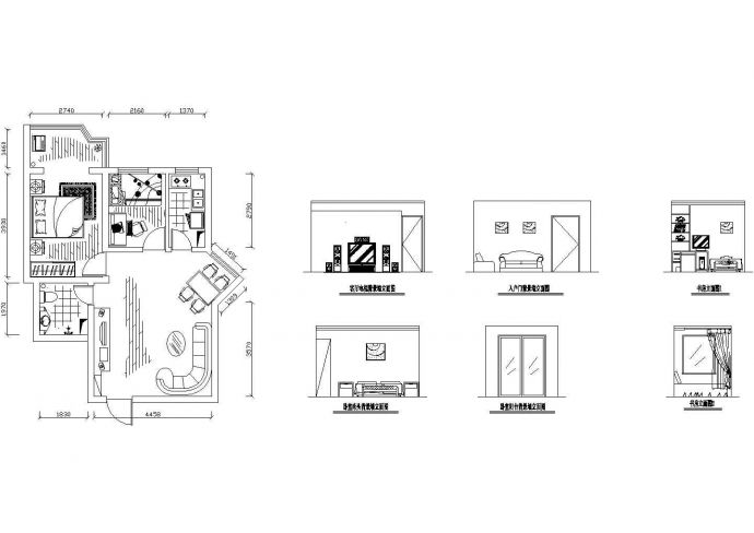 某简约情侣房室内装修设计cad施工图纸（含效果图，含3D模型图）_图1