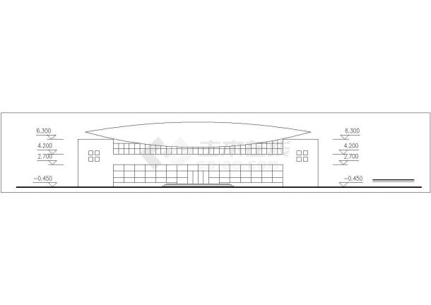 1800平米左右单层框架结构学生食堂平立面设计CAD图纸-图二