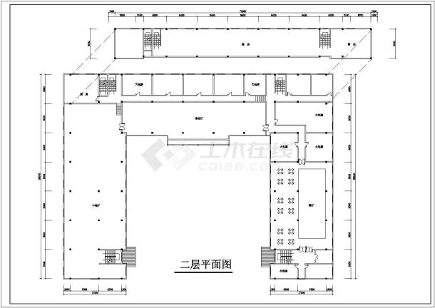 扬州市某1.1万平米4+1层U型框架结构商务酒店平剖面设计CAD图纸-图一