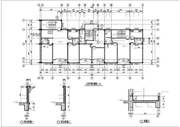 1450平米临街四层框混结构商住楼平立剖面设计CAD图纸（含阁楼）-图二