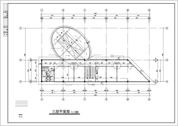 某现代化社区840平米3层框架结构商务会所全套建筑设计CAD图纸-图二