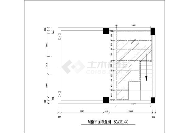 北京某商业街1500平米2层服装店装修施工设计CAD图纸（含阁楼）-图二